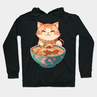 Smiling Kawaii Vintage Style Japanese Ramen Cat Hoodie